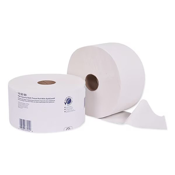 Tork OptiCore® Mid-size Toilet Paper Roll White T10, Universal, 2-ply, 12 x 2000 sheets, 160090, Tork, Mfr#: 160090